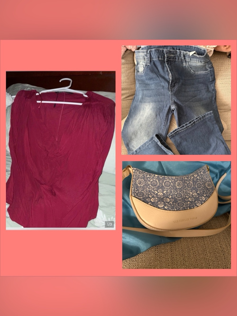 Berry Red Blouse - V-Neck Wrap Style